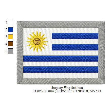 Uruguay Flag Uruguayan Machine Embroidery Digitized Design Files | Dst | Pes | Hus | VP3