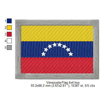 Venezuela Flag Venezuelan Machine Embroidery Digitized Design Files | Dst | Pes | Hus | VP3