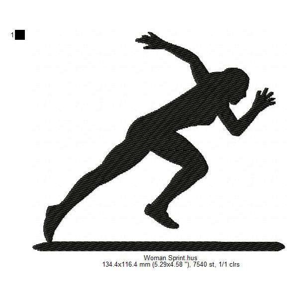 Women Sprint Athletics Silhouette Machine Embroidery Digitized Design Files