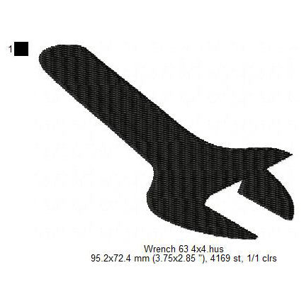 Wrench Silhouette Machine Embroidery Digitized Design Files