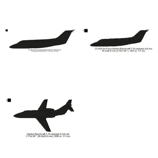 Hawker Beechcraft T-1A Jayhawk Aircraft Silhouette Machine Embroidery Digitized Design Files